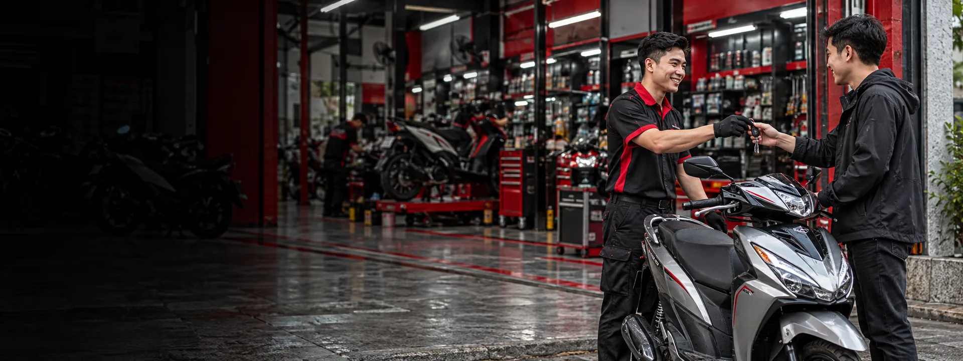 Bàn giao xe cho khách hàng sau khi sửa
