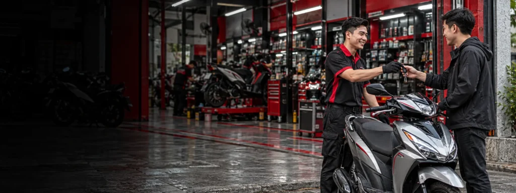 Nhân viên Thành Đạt QB bàn giao xe cho khách hàng